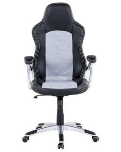 Faux Leather Office Chair Grey Black EXPLORER -Cheap Furniture Store undef src sa picid 673126 type whitesh image