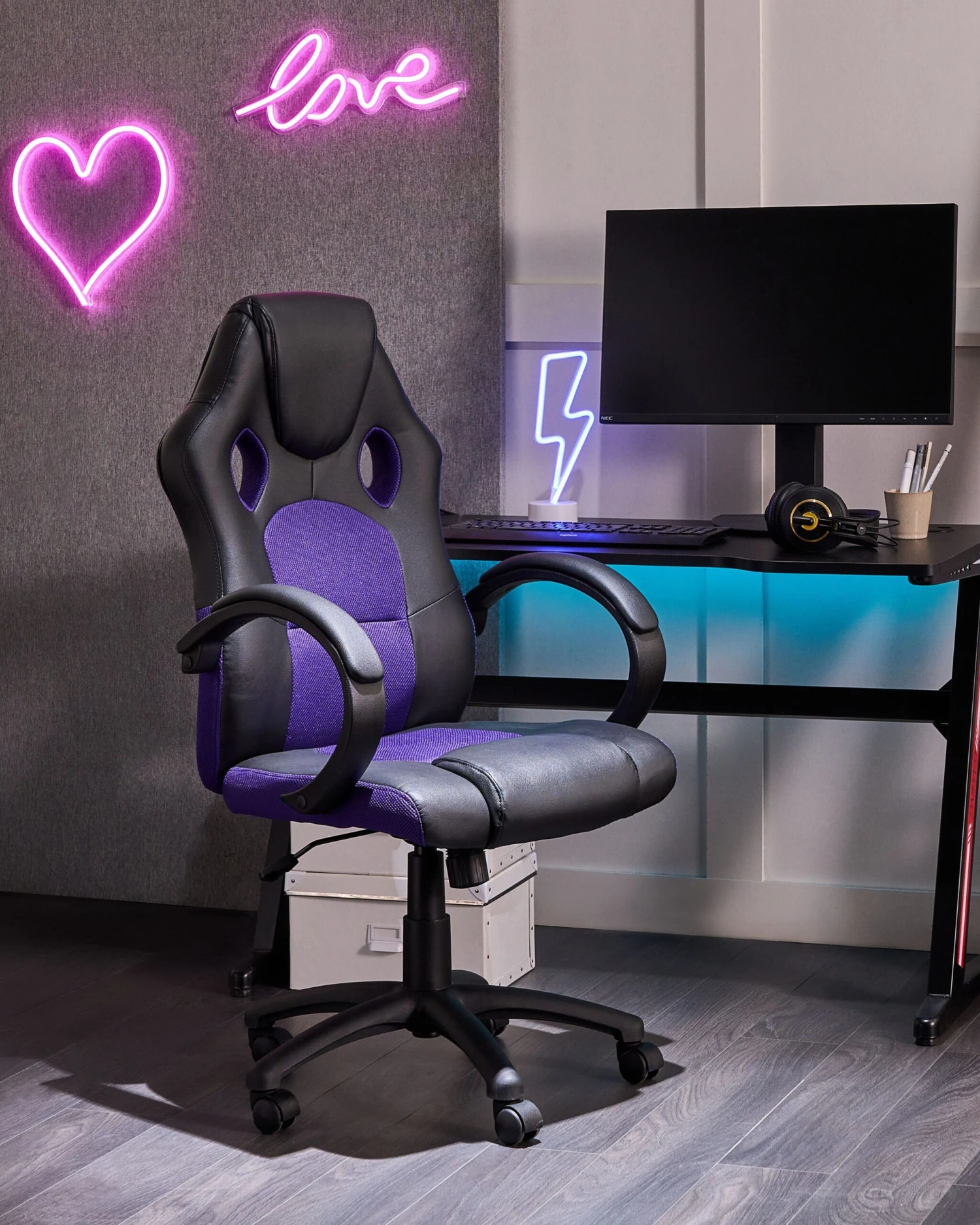Swivel Office Chair Purple FIGHTER - Image 2