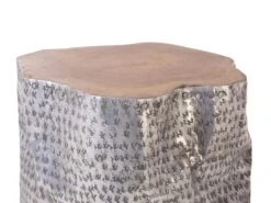 Teak Accent Side Table Silver GORDON -Cheap Furniture Store undef src sa picid 678511 type whitesh image