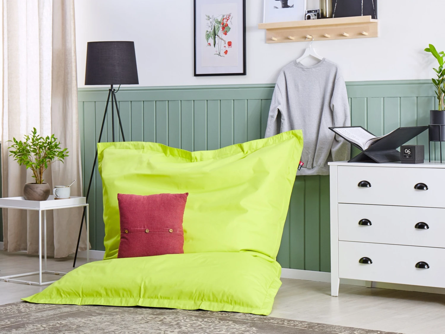 Large Bean Bag 140 X 180 Cm Lime Green FUZZY - Image 2