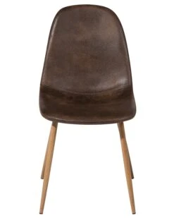 Set Of 2 Faux Leather Dining Chairs Brown BRUCE -Cheap Furniture Store undef src sa picid 682194 type whitesh image