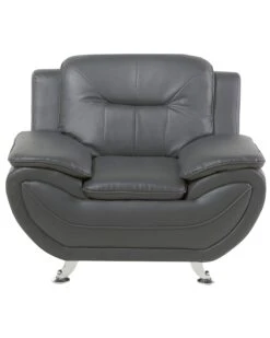 Faux Leather Armchair Grey LEIRA -Cheap Furniture Store undef src sa picid 687305 type whitesh image