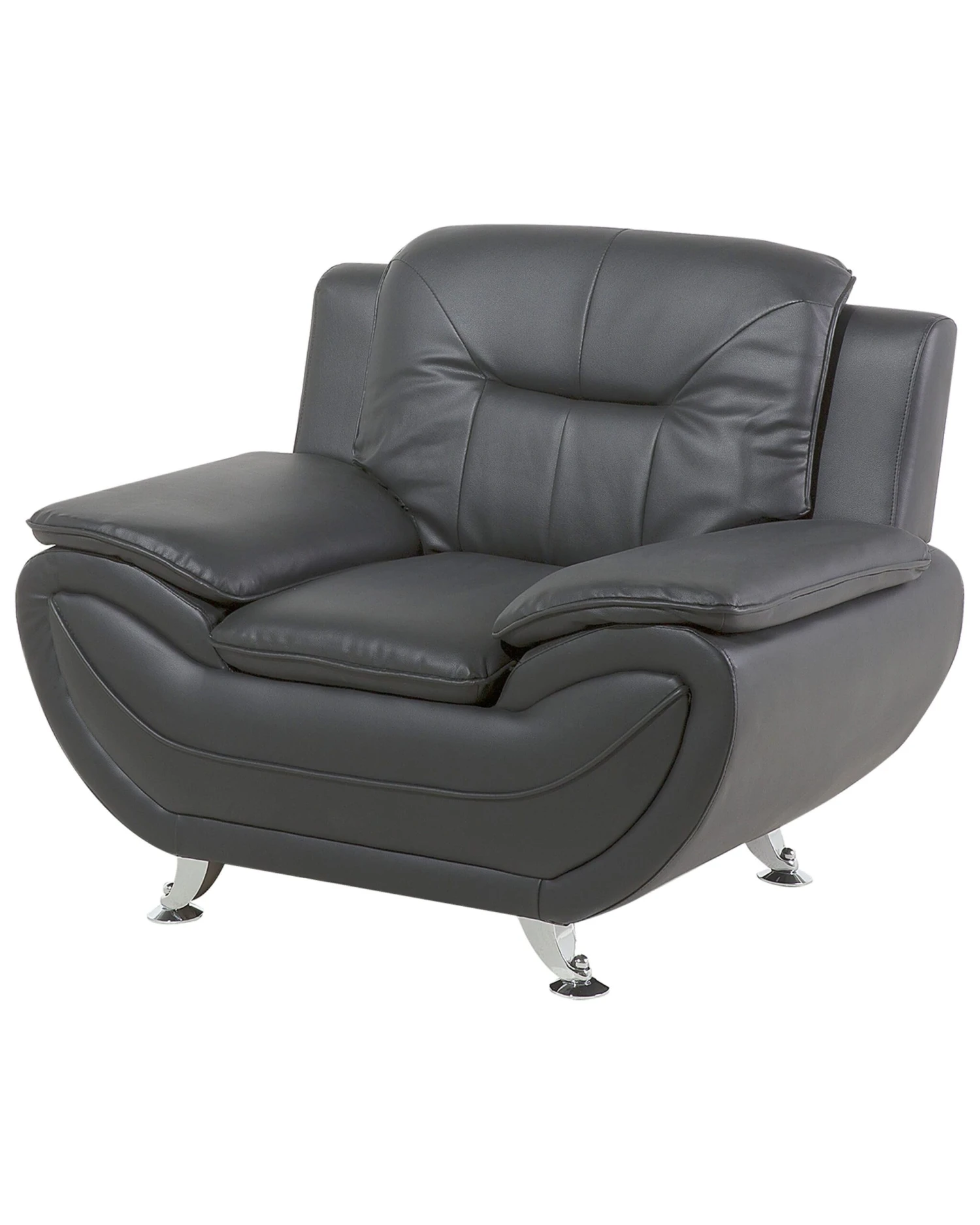 Faux Leather Armchair Grey LEIRA - Image 4
