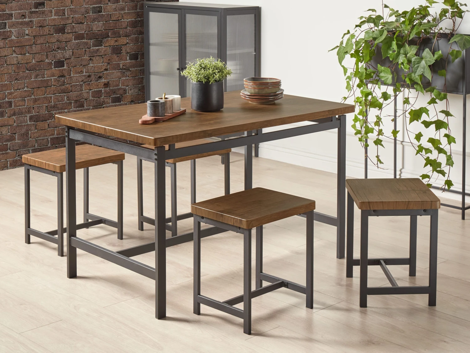 4 Seater Dining Set Brown ARLINGTON - Image 2