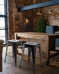 Set Of 2 Metal Stools 60 Cm Black CABRILLO -Cheap Furniture Store undef src sa picid 694339 type color image