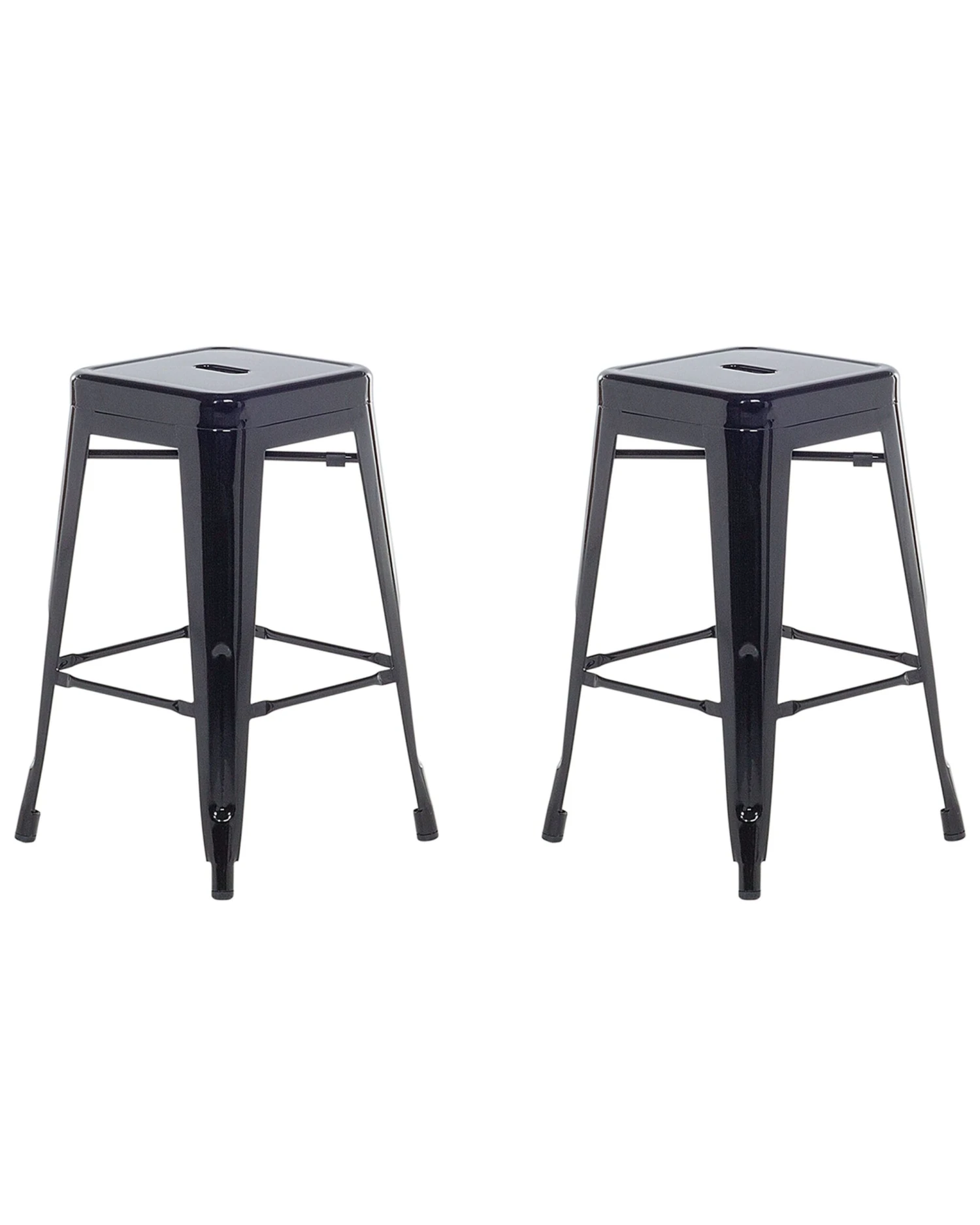 Set Of 2 Metal Stools 60 Cm Black CABRILLO