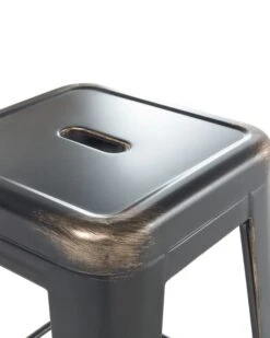 Set Of 2 Metal Stools 76 Cm Black With Gold CABRILLO -Cheap Furniture Store undef src sa picid 694352 type whitesh image