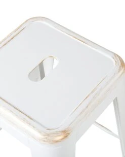 Set Of 2 Metal Stools 60 Cm White With Gold CABRILLO -Cheap Furniture Store undef src sa picid 694372 type whitesh image