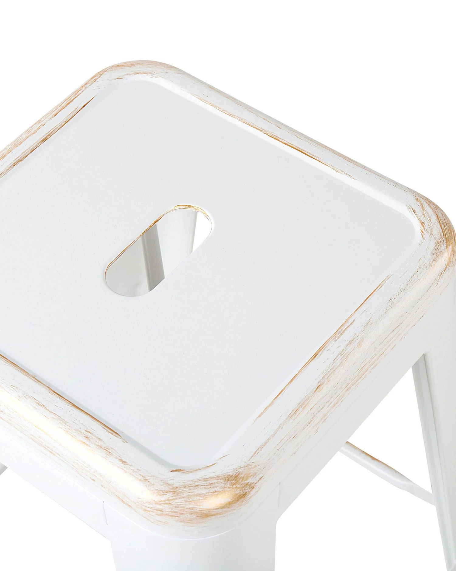 Set Of 2 Metal Stools 60 Cm White With Gold CABRILLO - Image 6