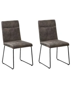 Set Of 2 Fabric Dining Chairs Grey NEVADA