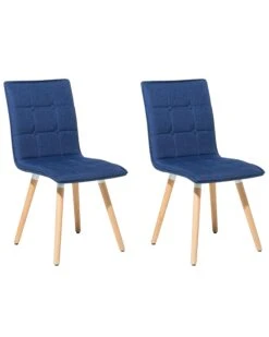 Set Of 2 Fabric Dining Chairs Blue BROOKLYN