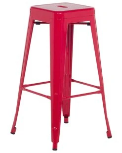 Set Of 2 Metal Stools 76 Cm Red CABRILLO -Cheap Furniture Store undef src sa picid 698479 type whitesh image