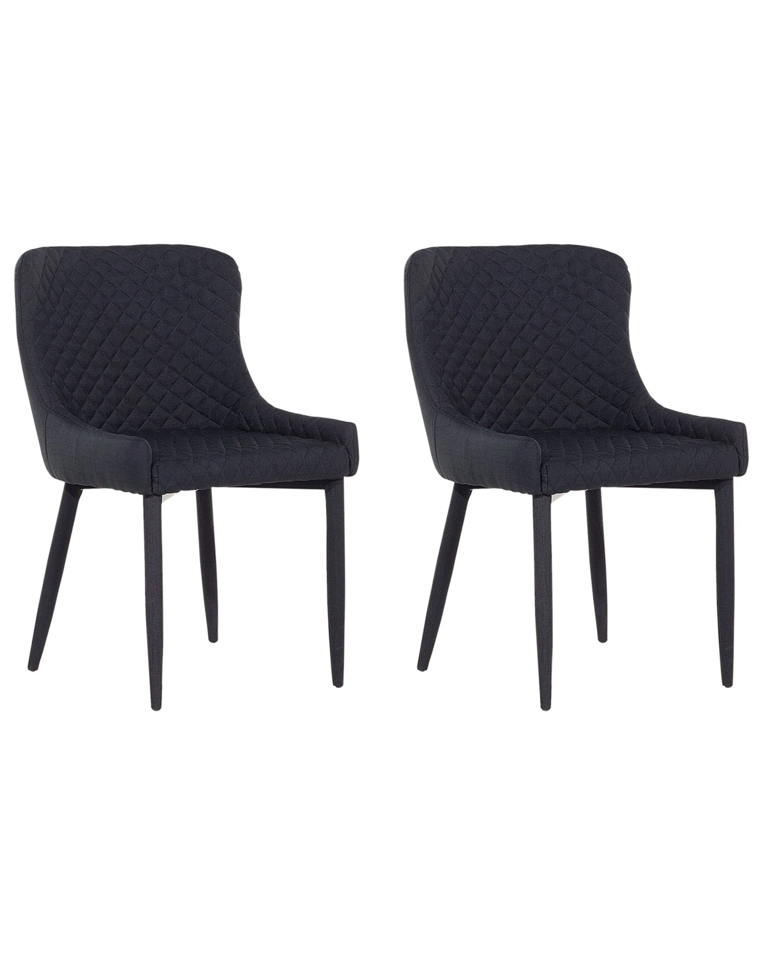 Set Of 2 Fabric Dining Chairs Black SOLANO
