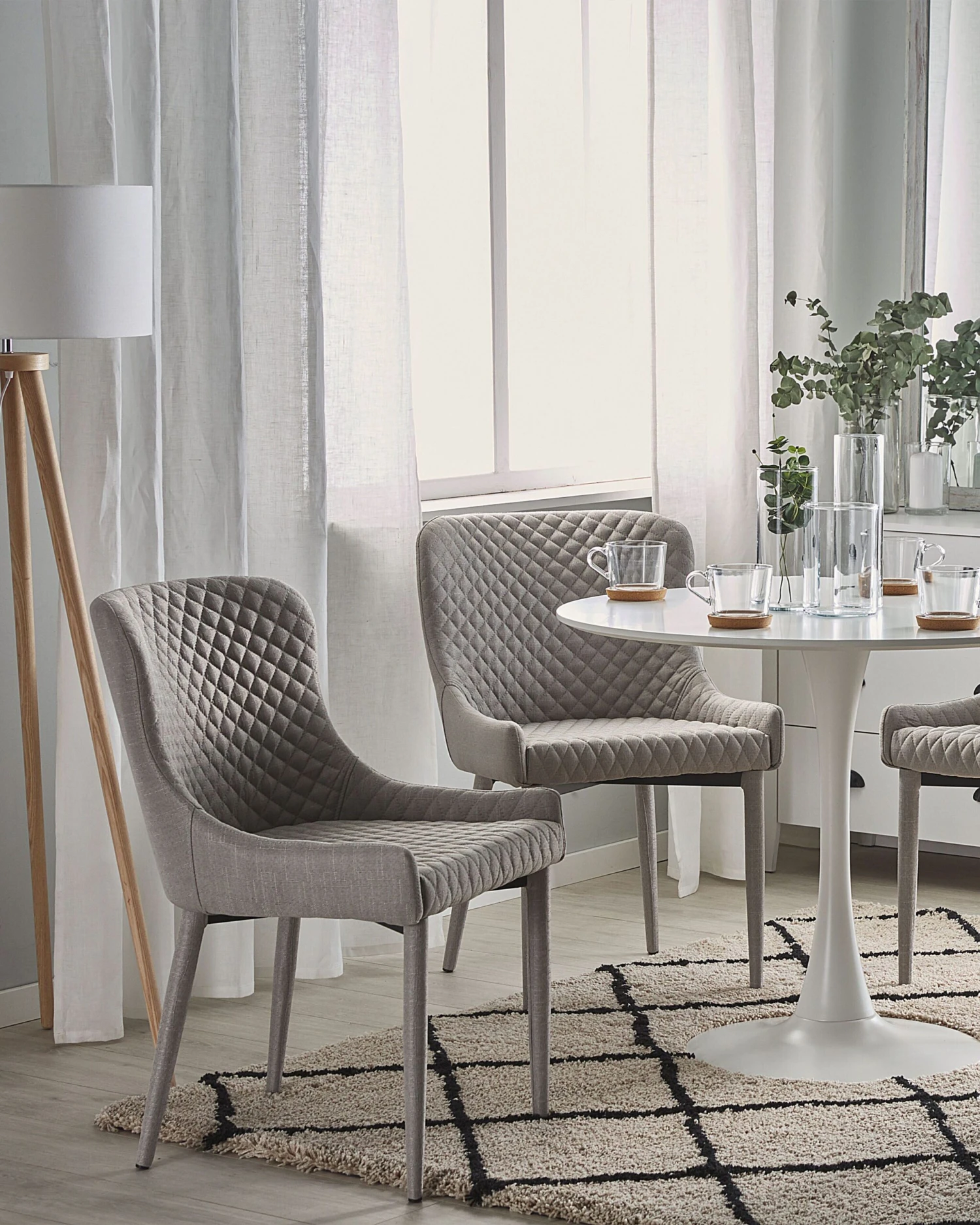 Set Of 2 Fabric Dining Chairs Light Grey SOLANO 4 Set Of 2 Fabric Dining Chairs Light Grey SOLANO - Image 2