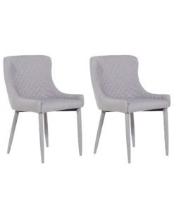 Set Of 2 Fabric Dining Chairs Light Grey SOLANO