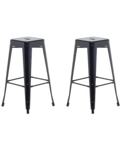 Set Of 2 Metal Stools 76 Cm Black CABRILLO