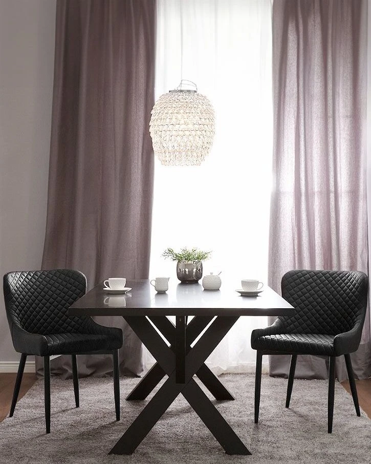 Set Of 2 Dining Chairs Faux Leather Black SOLANO - Image 2