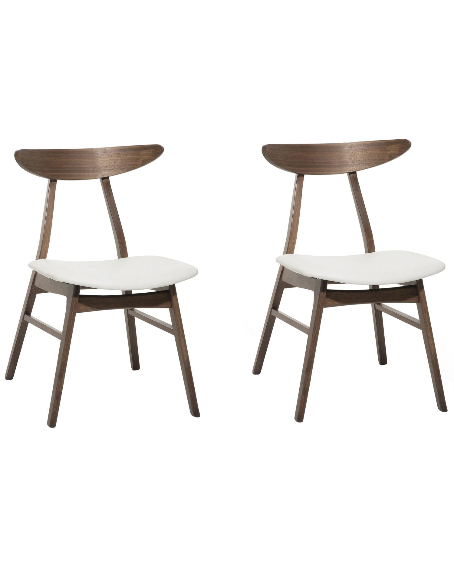 Set Of 2 Wooden Dining Chairs Faux Leather White LYNN