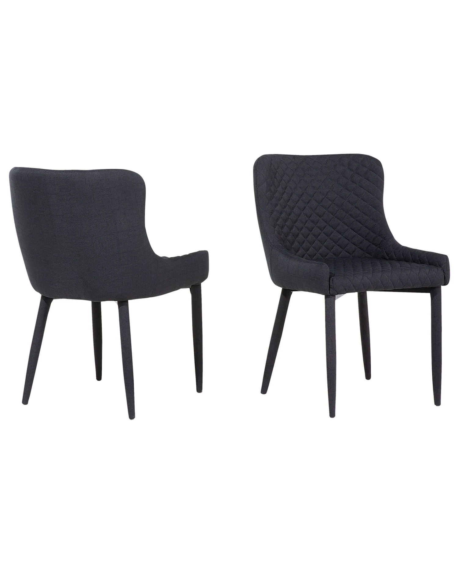 Set Of 2 Fabric Dining Chairs Black SOLANO - Image 3