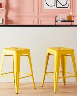 Set Of 2 Metal Stools 60 Cm Yellow With Gold CABRILLO -Cheap Furniture Store undef src sa picid 705355 type color image