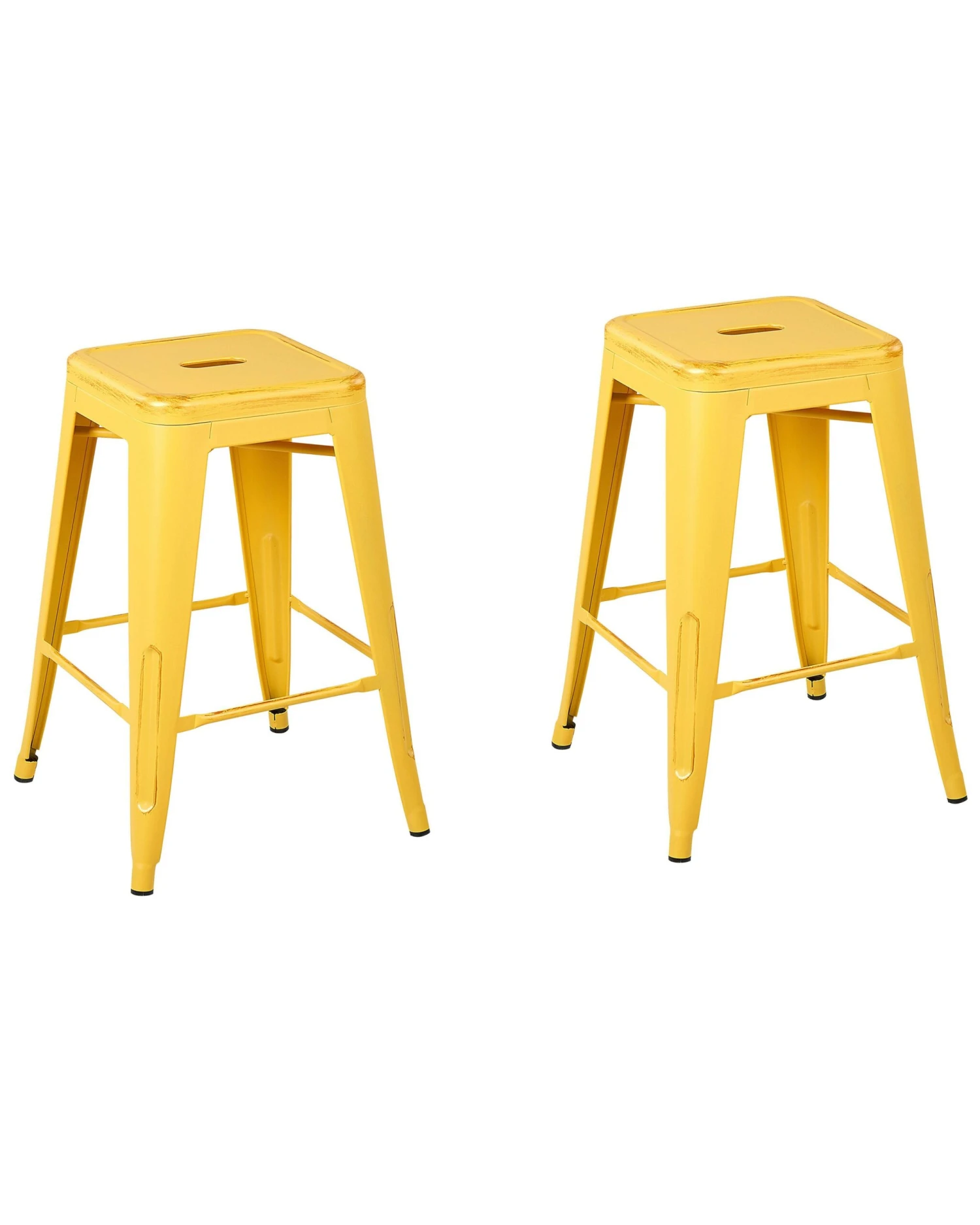 Set Of 2 Metal Stools 60 Cm Yellow With Gold CABRILLO