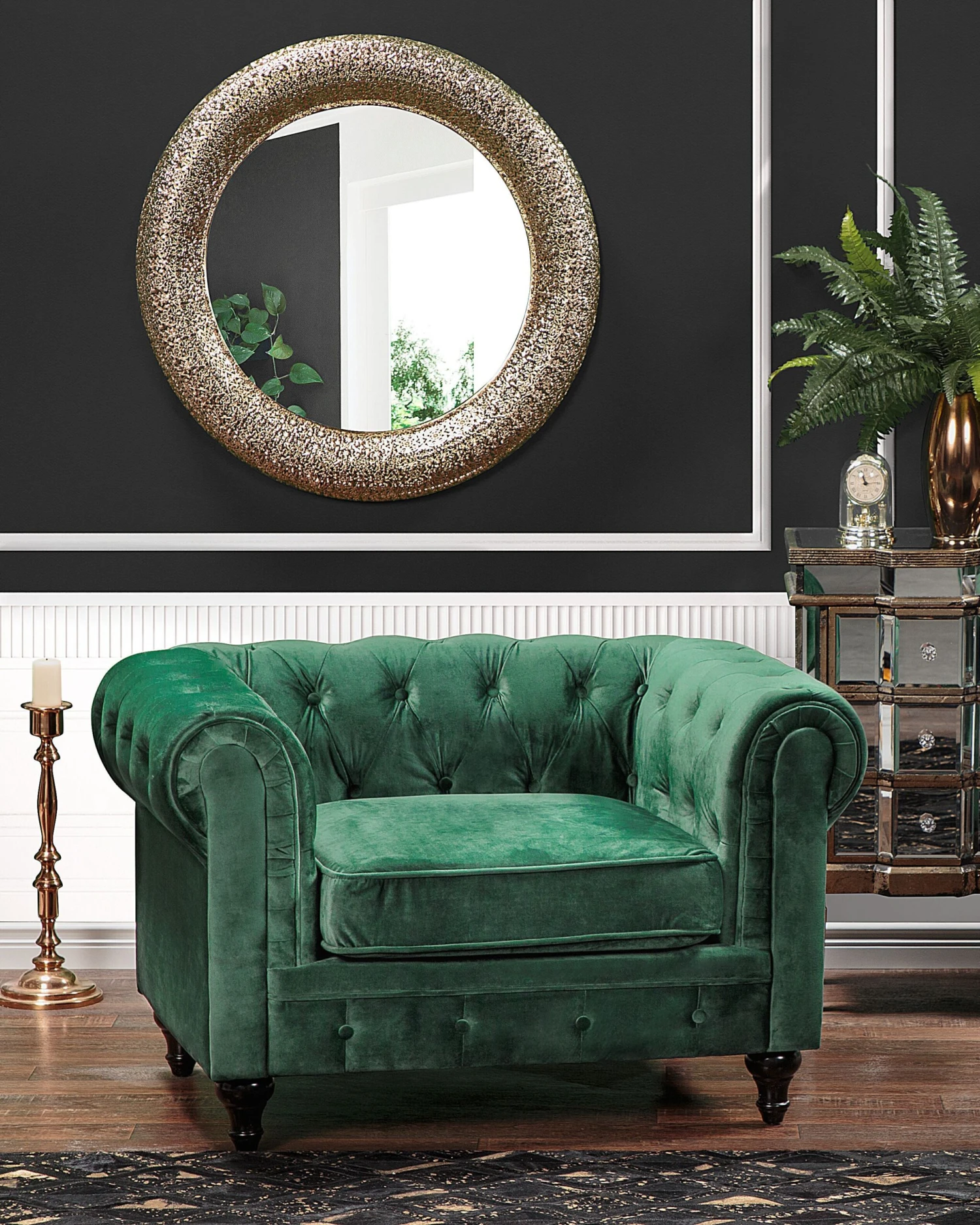 Velvet Armchair Green CHESTERFIELD 4 Velvet Armchair Green CHESTERFIELD - Image 2