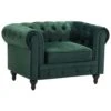 Velvet Armchair Green CHESTERFIELD