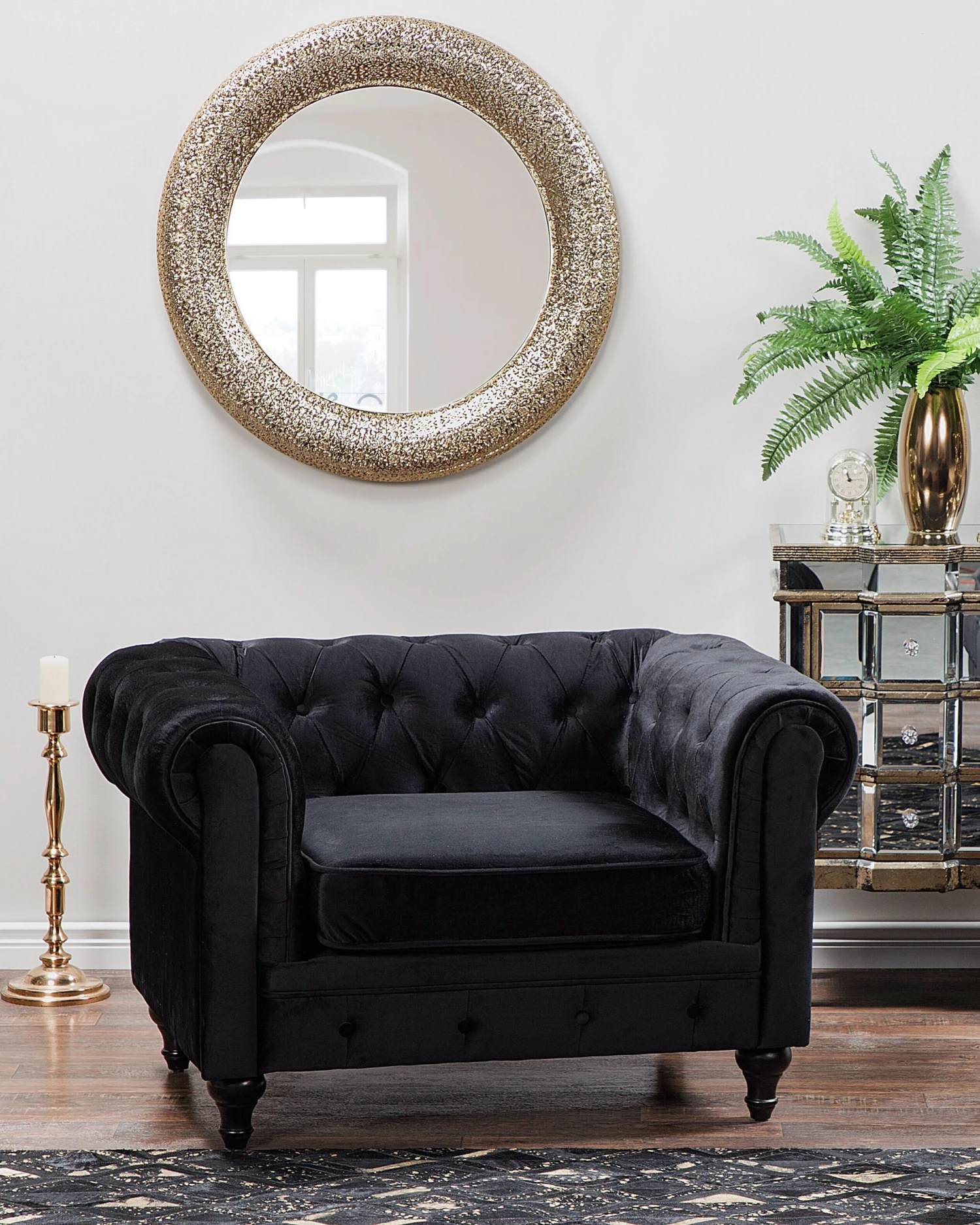 Velvet Armchair Black CHESTERFIELD - Image 2
