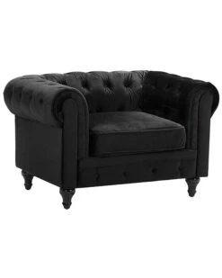 Velvet Armchair Black CHESTERFIELD