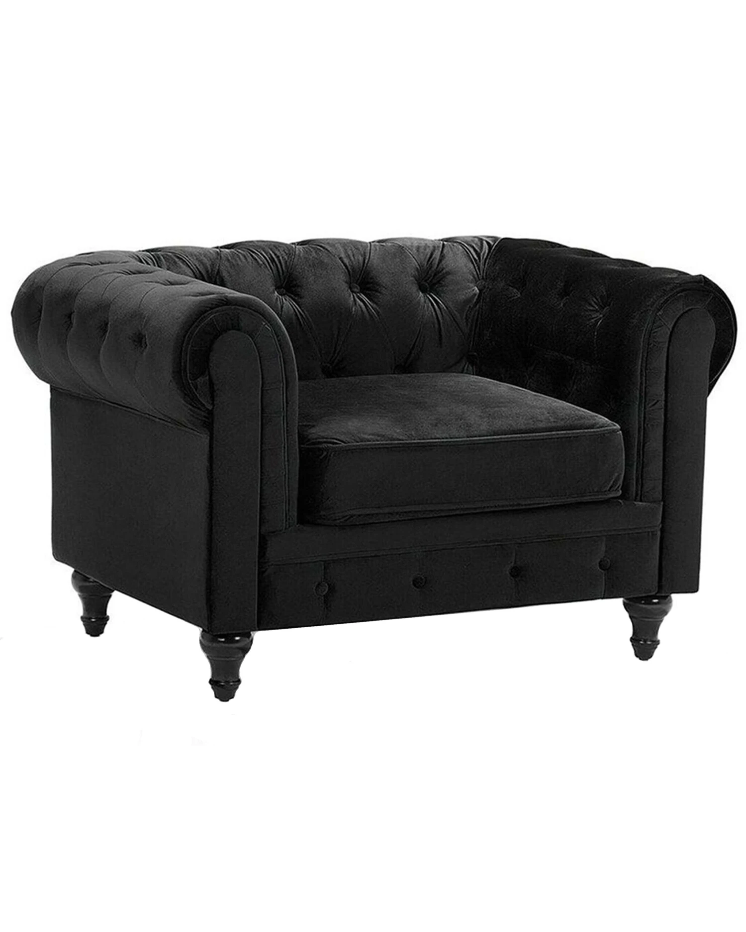 Velvet Armchair Black CHESTERFIELD