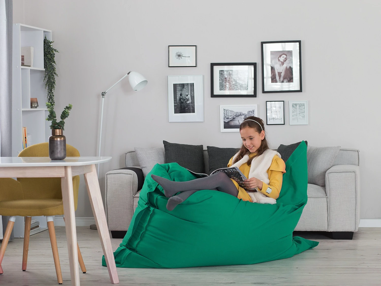 Large Bean Bag 140 X 180 Cm Green FUZZY - Image 2