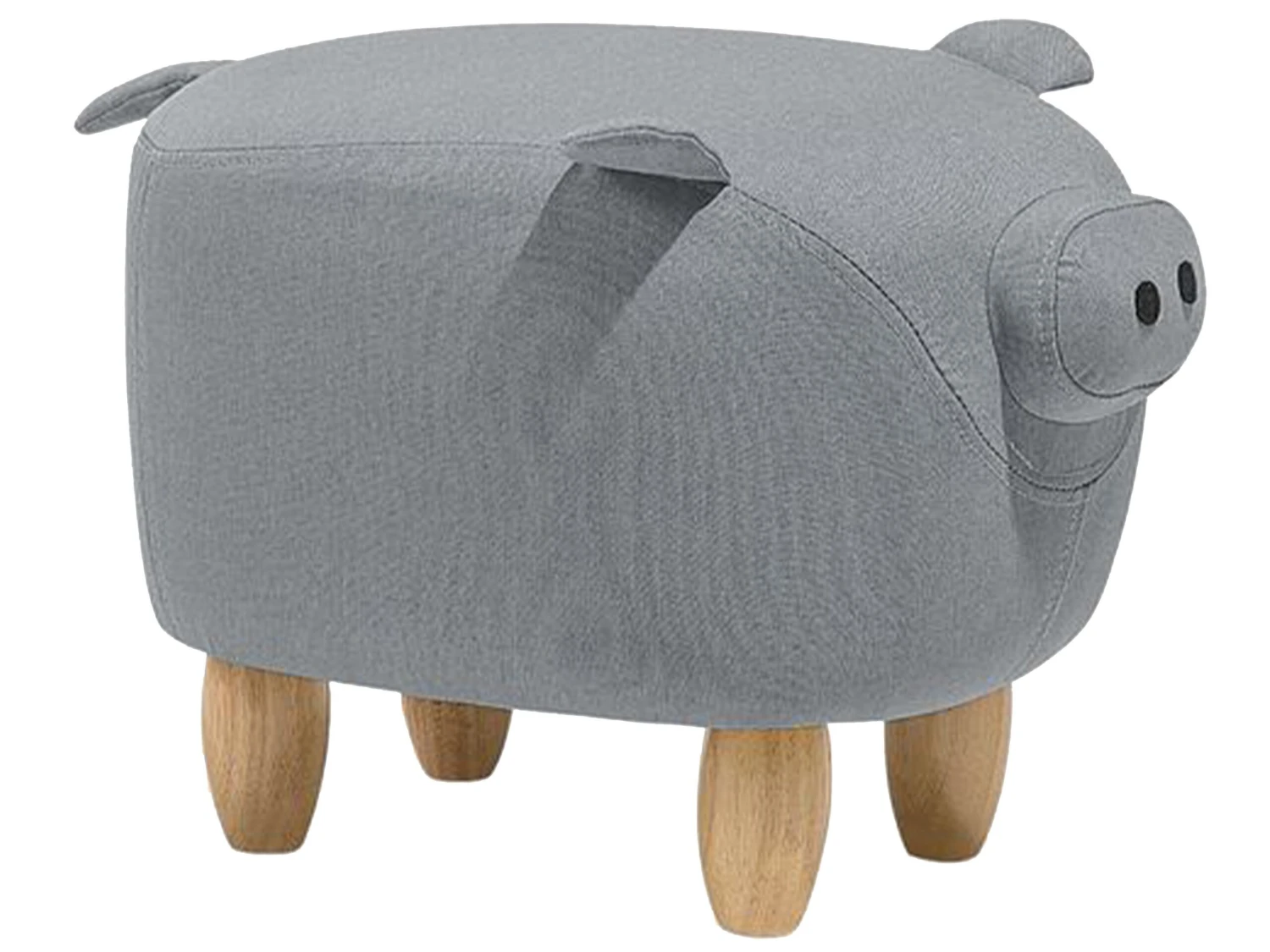 Fabric Animal Stool Grey PIGGY