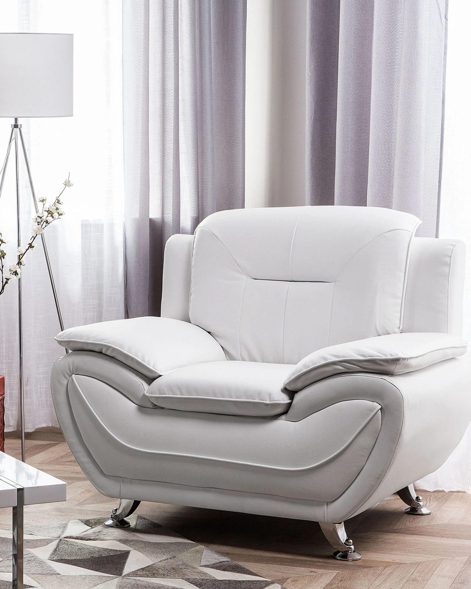 Faux Leather Armchair White LEIRA - Image 2