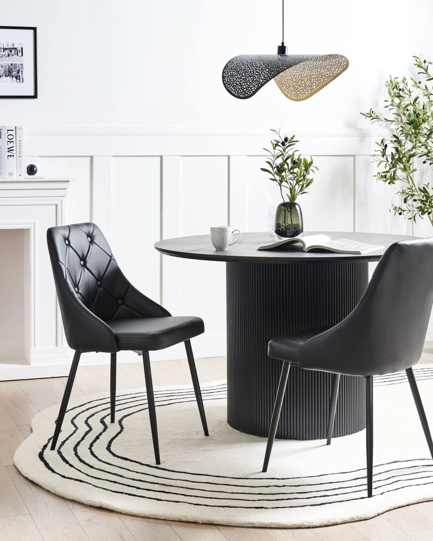 Set Of 2 Dining Chairs Faux Leather Black VALERIE - Image 2