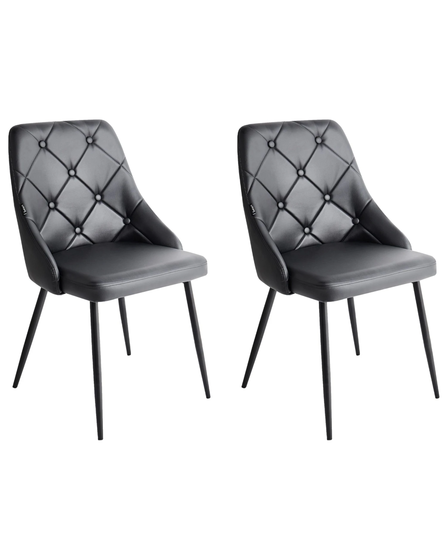 Set Of 2 Dining Chairs Faux Leather Black VALERIE
