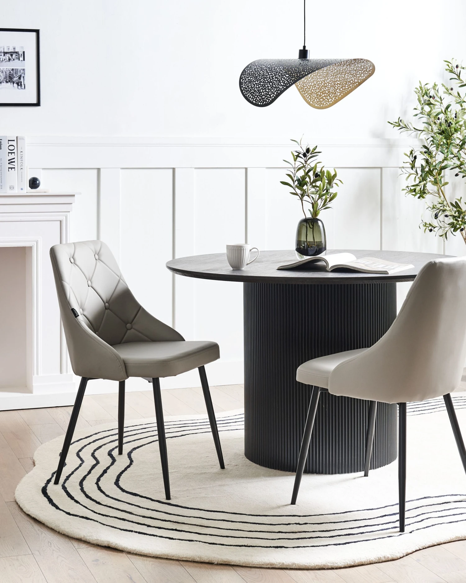 Set Of 2 Dining Chairs Faux Leather Grey VALERIE - Image 2