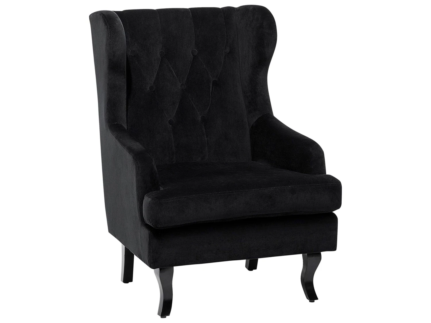 Velvet Fabric Wingback Chair Black ALTA