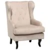 Velvet Fabric Wingback Chair Beige ALTA