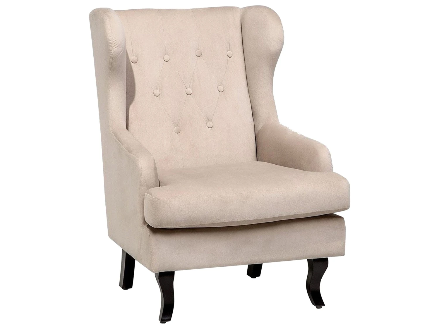 Velvet Fabric Wingback Chair Beige ALTA