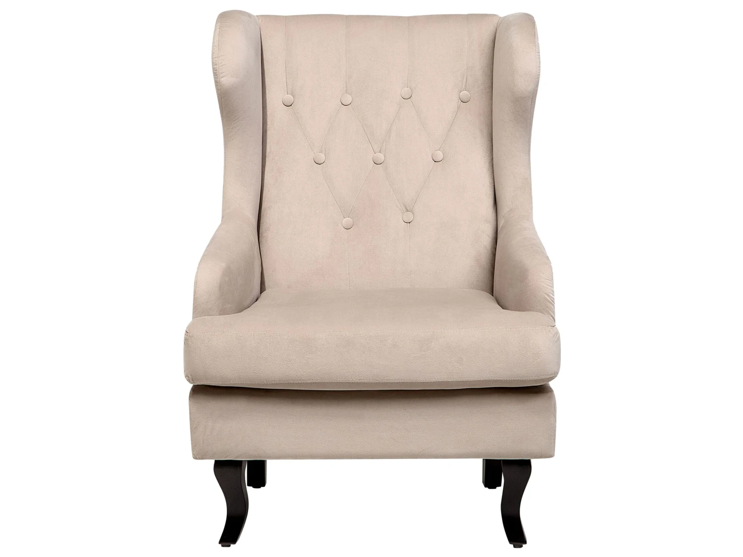 Velvet Fabric Wingback Chair Beige ALTA - Image 5