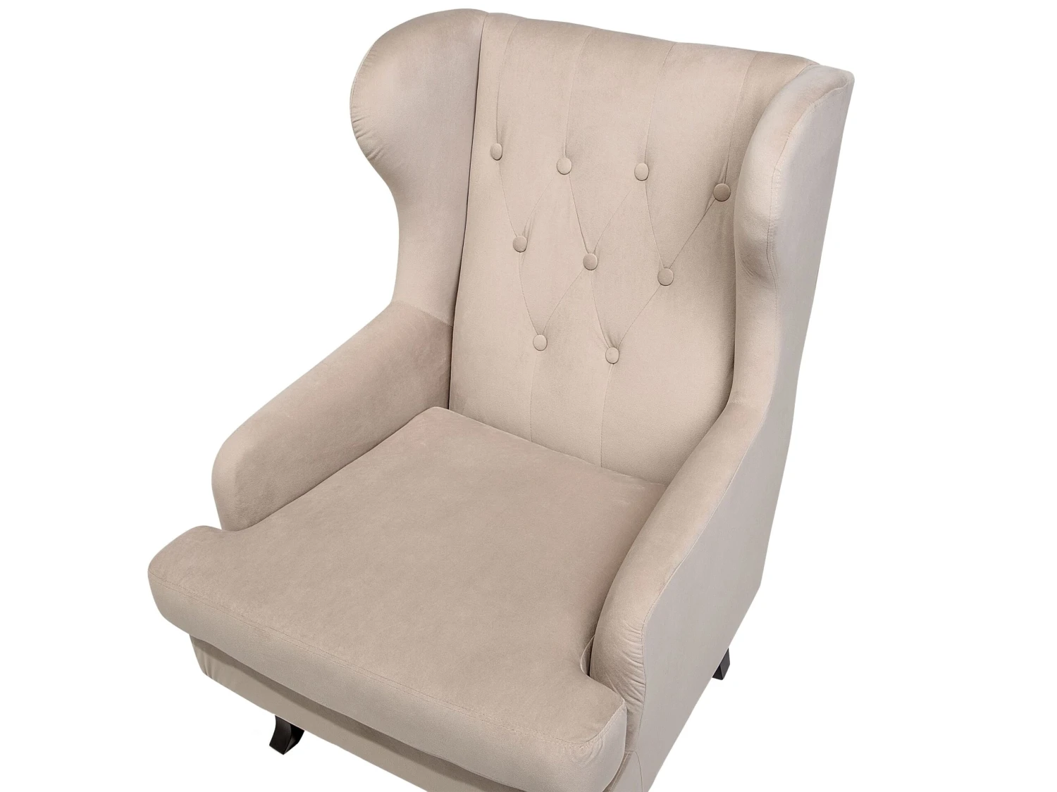 Velvet Fabric Wingback Chair Beige ALTA - Image 8
