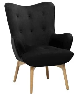 Velvet Wingback Chair With Footstool Black VEJLE -Cheap Furniture Store undef src sa picid 712863 type whitesh image