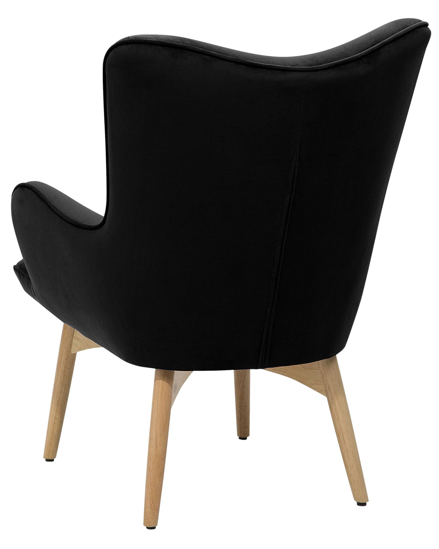 Velvet Wingback Chair With Footstool Black VEJLE - Image 6