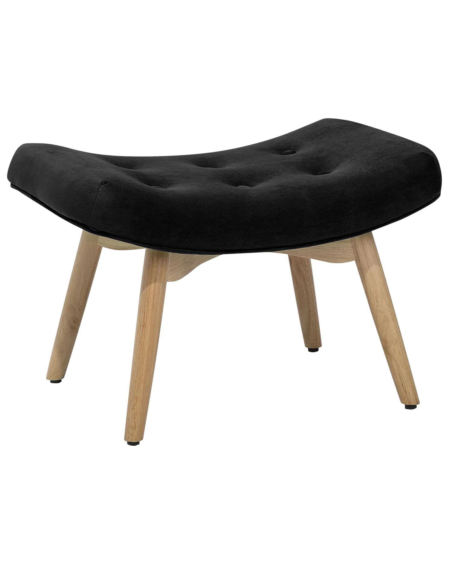 Velvet Wingback Chair With Footstool Black VEJLE - Image 7