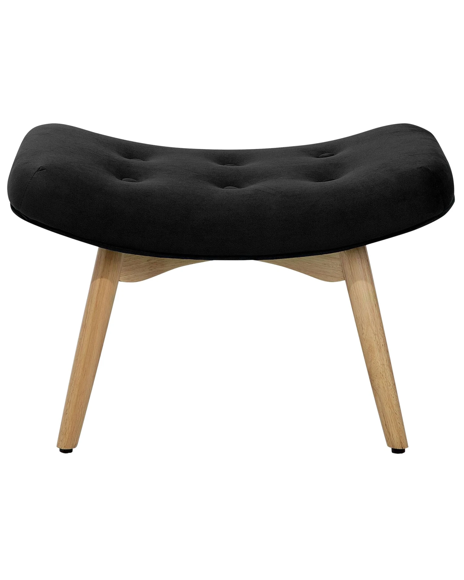 Velvet Wingback Chair With Footstool Black VEJLE - Image 8