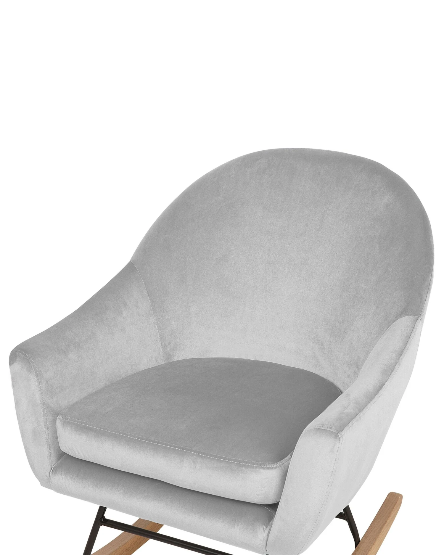 Velvet Rocking Chair Light Grey OXIE - Image 10