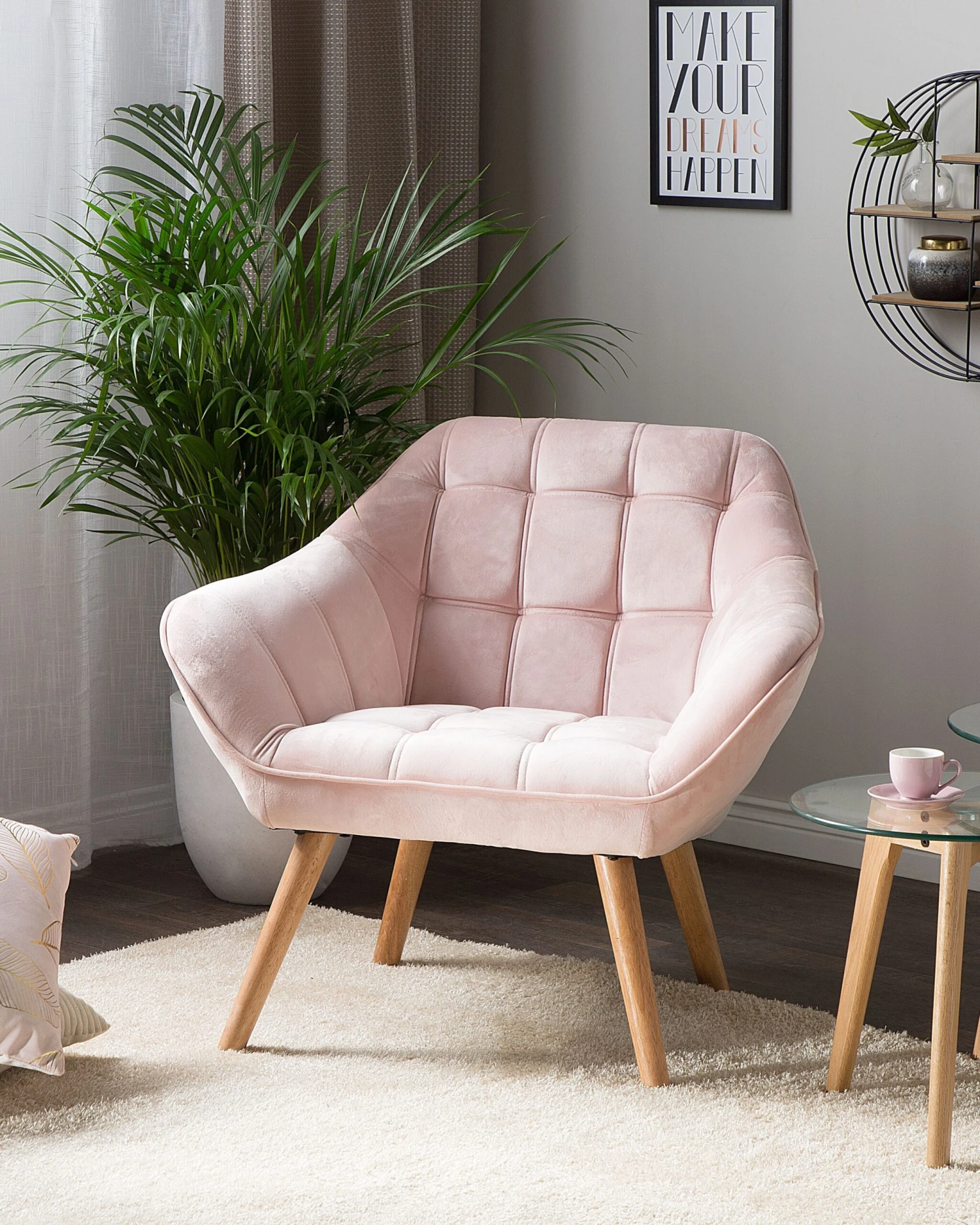 Velvet Armchair Pink KARIS 4 Velvet Armchair Pink KARIS - Image 2