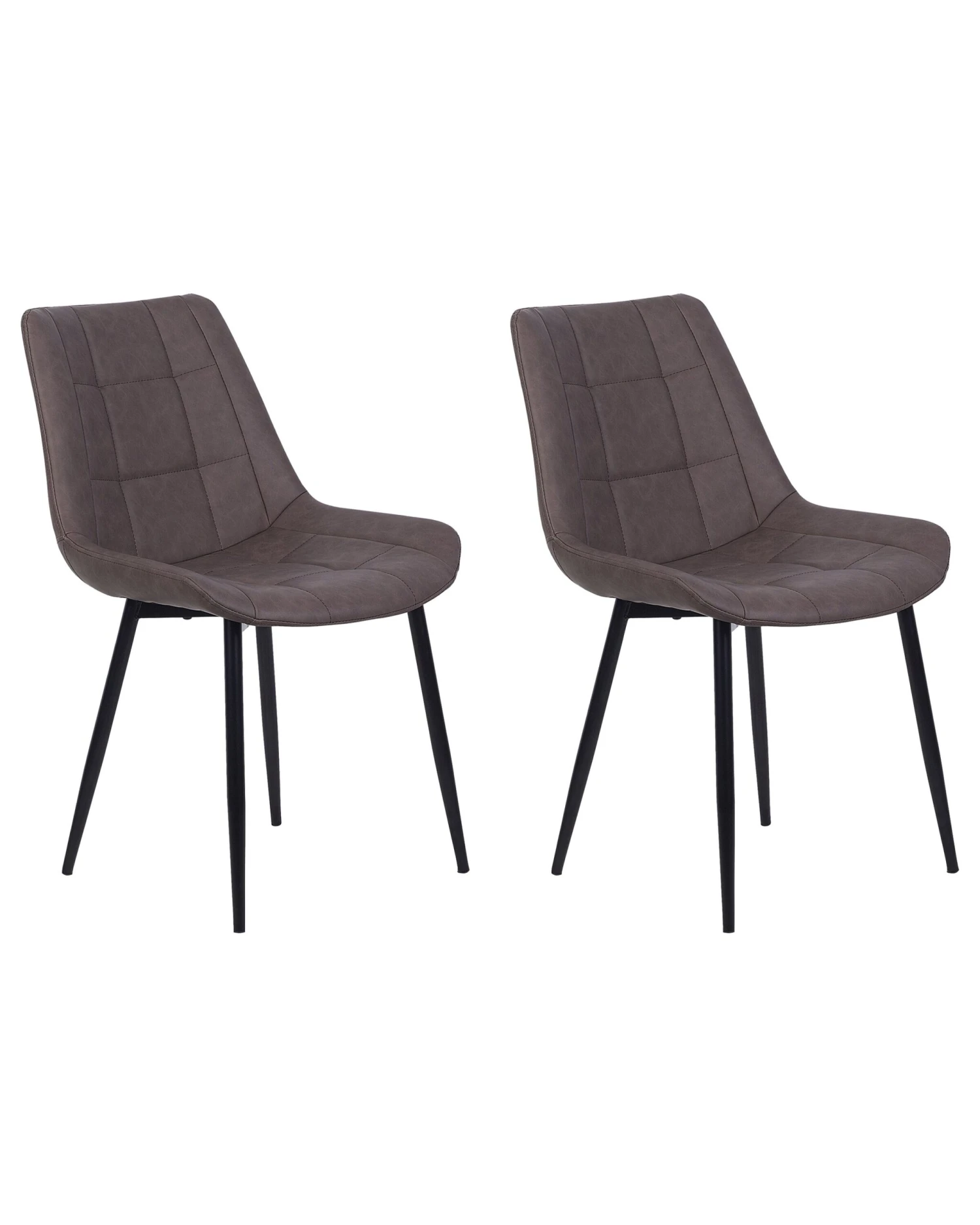 Set Of 2 Faux Leather Dining Chairs Brown MELROSE