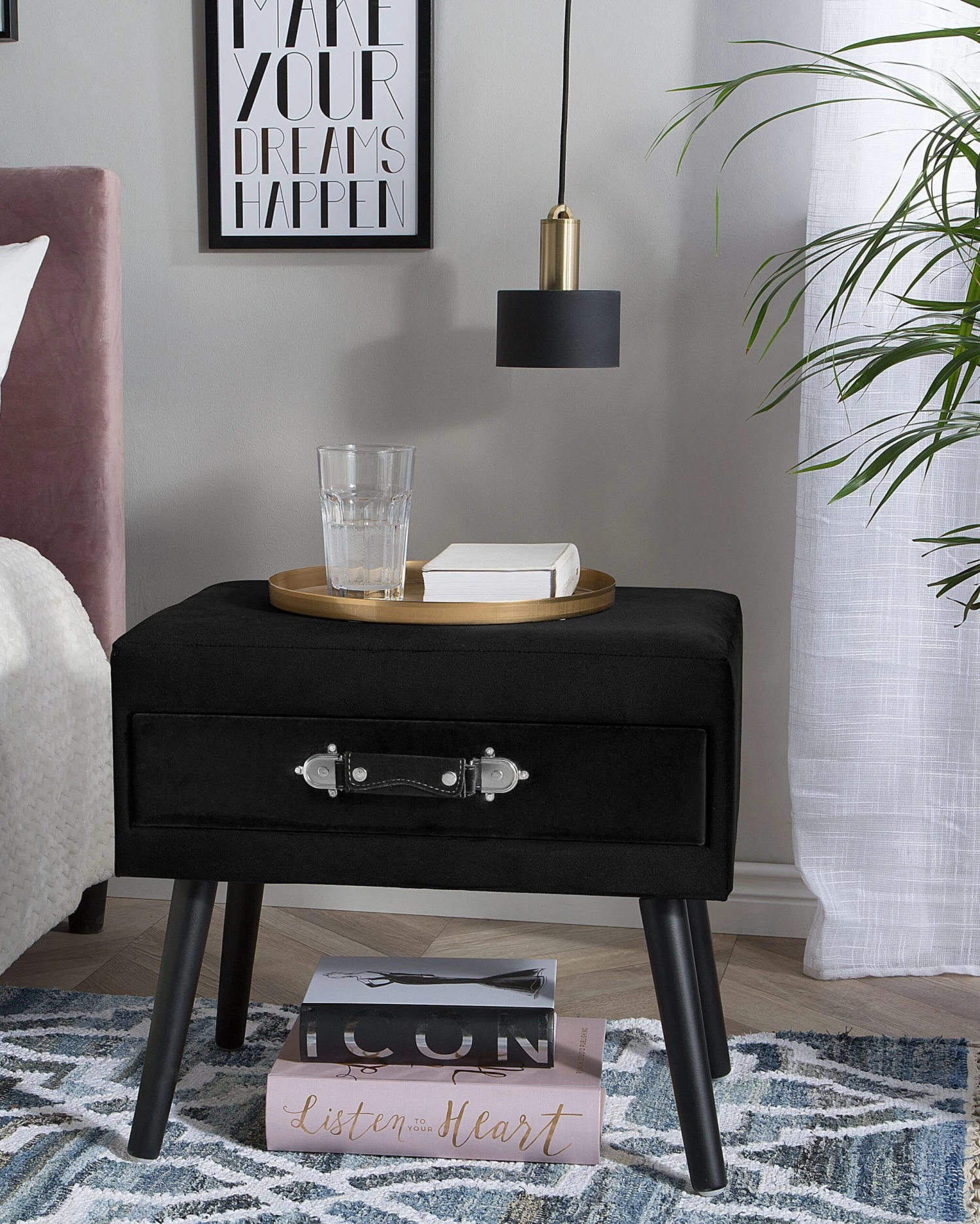 Velvet Side Table Black EUROSTAR - Image 2
