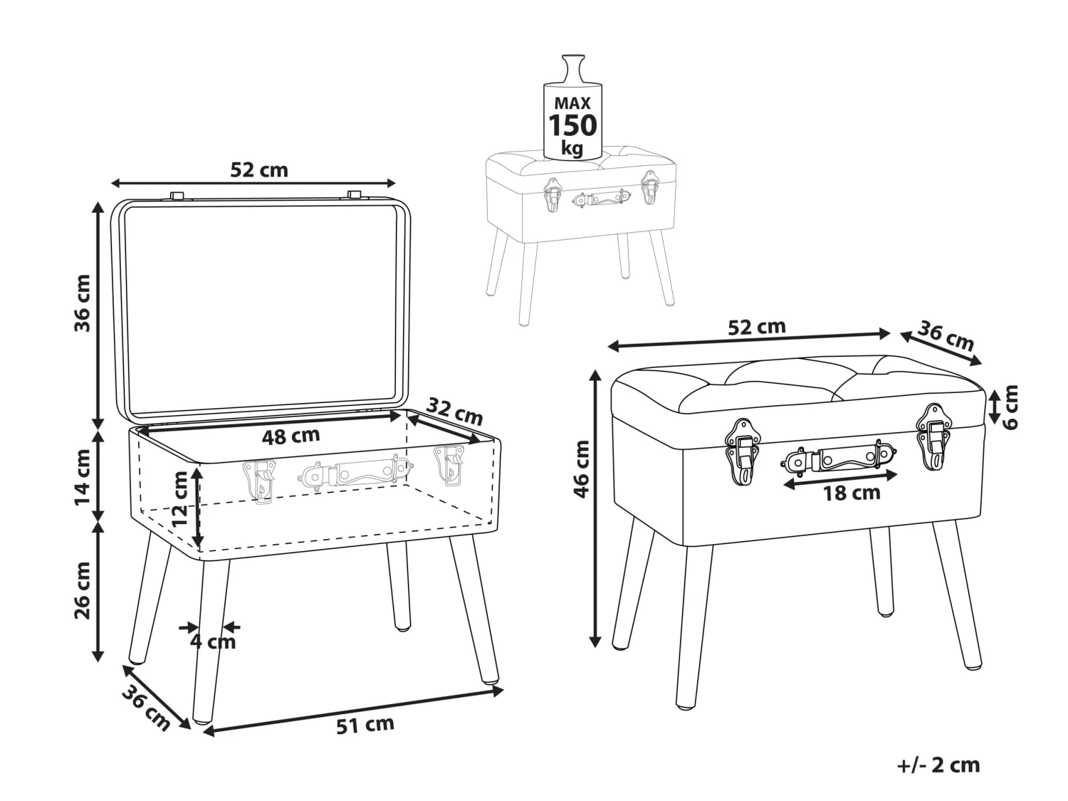 Velvet Storage Stool Grey MALLARD - Image 9